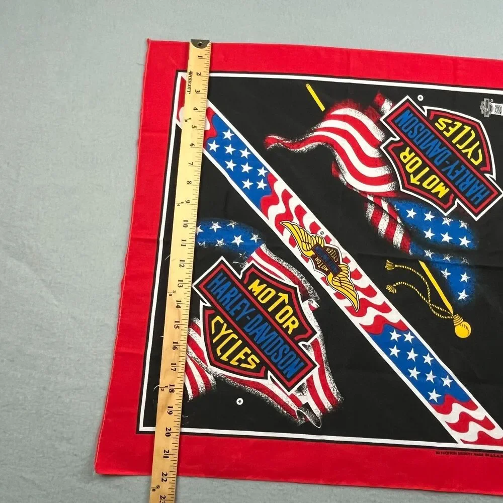 Vintage Harley Davidson Bandana Patriotic American Flag Bar & Shield Logo